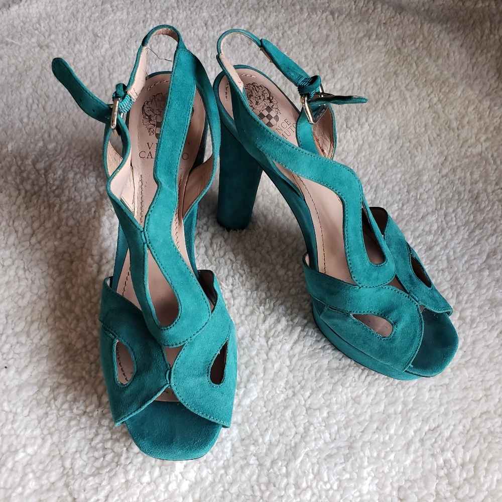 Vince Camuto suede Teal Platform Sandals - Picture 2 of 7